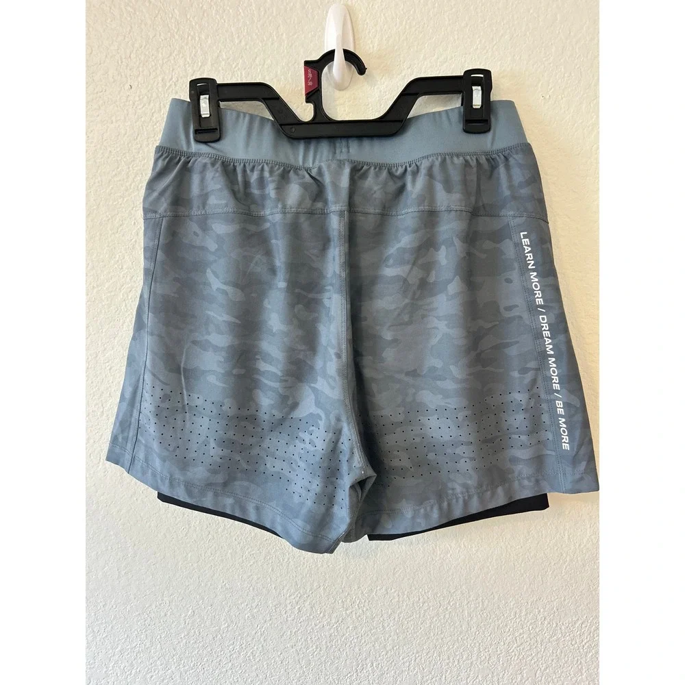 Alphalete Mens Infinity 2-in-1 Training Shorts Grey Camo Compression Liner Small